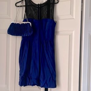 Beautiful blue corset style dress with matching purse